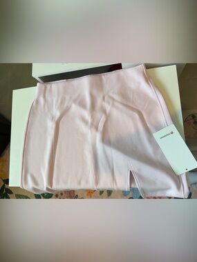 Light Pink Mini Skirt with Front Slit